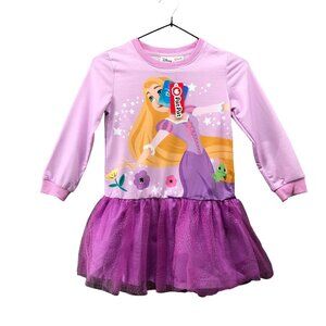 NWT Pat Pat Disney Rapunzel Sweatshirt Dress Girls 5-6 Tulle Tangled Purple